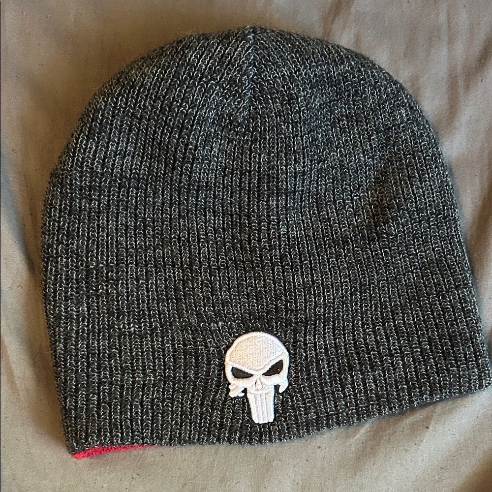 Embroidered Punisher Beanie (Real Cotton)